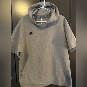 Adidas Heather Gray short sleeve hoodie gender neutral